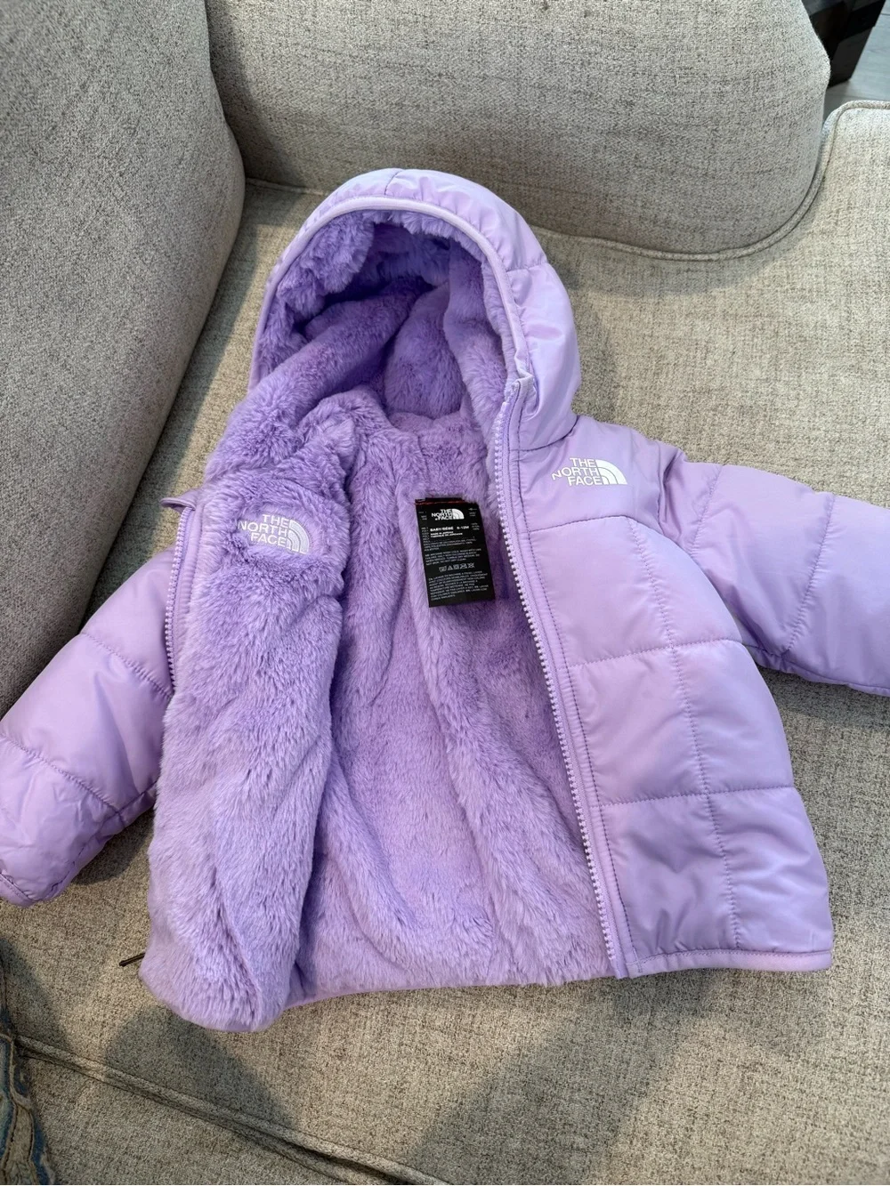 The North Face Kids Lavender Hooded Puffer Jacket